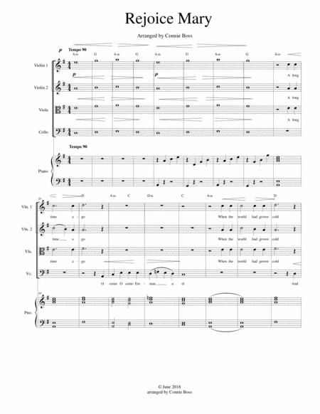 Free Sheet Music Rejoice Mary Tune Of O Come O Come Emmanuel Strings And Piano
