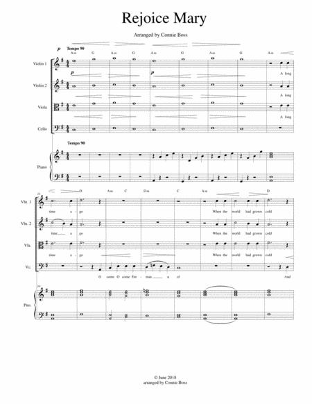 Rejoice Mary Tune Of O Come O Come Emmanuel Strings And Piano Sheet Music