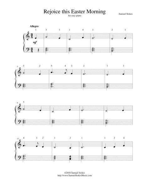 Rejoice This Easter Morning For Easy Piano Sheet Music