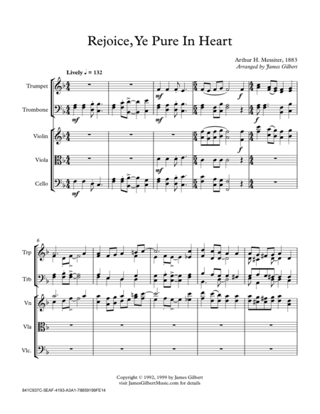 Free Sheet Music Rejoice Ye Pure In Heart Ie026