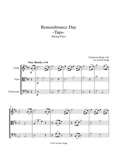 Remembrance Day Taps String Trio Sheet Music