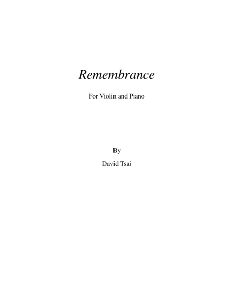 Free Sheet Music Remembrance For Violin And Piano