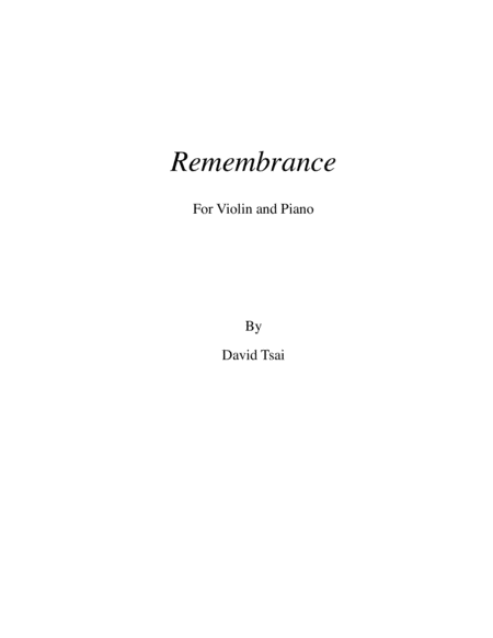 Remembrance For Violin And Piano Sheet Music