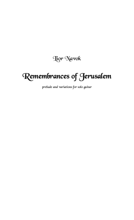 Free Sheet Music Remembrances Of Jerusalem For Solo Classical Guitar