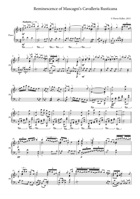 Reminescence Of Mascagnis Cavalleria Rusticana Sheet Music