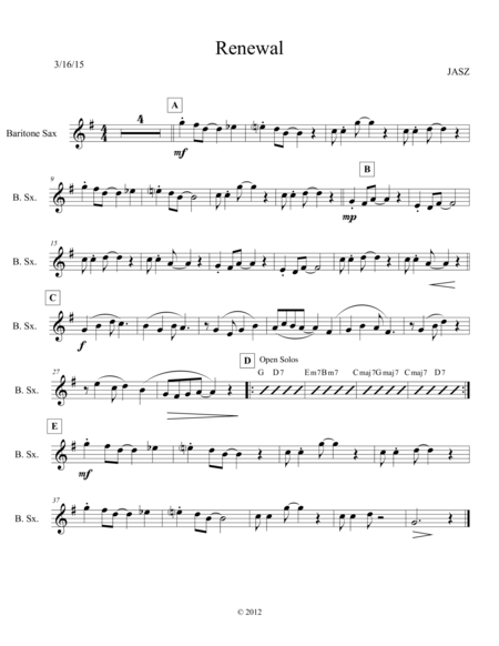 Renewal Bari Sheet Music