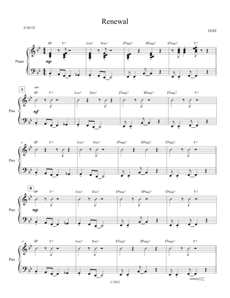 Renewal Piano Sheet Music