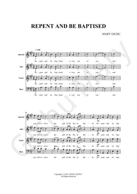 Repent And Be Baptised Sheet Music