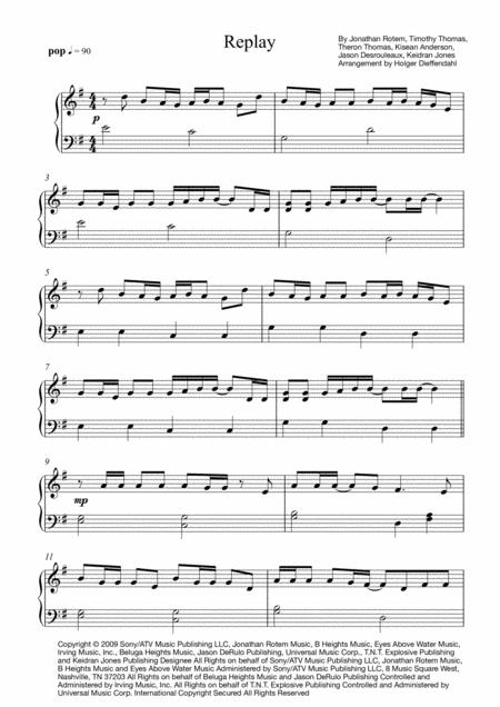 Replay Lyaz Easy Piano Score Sheet Music