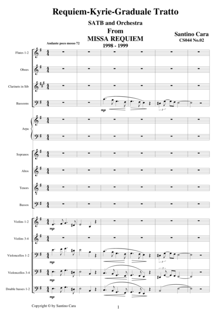 Requiem Kyrie Gaduale Tratto From The Missa Requiem Cs044 Sheet Music