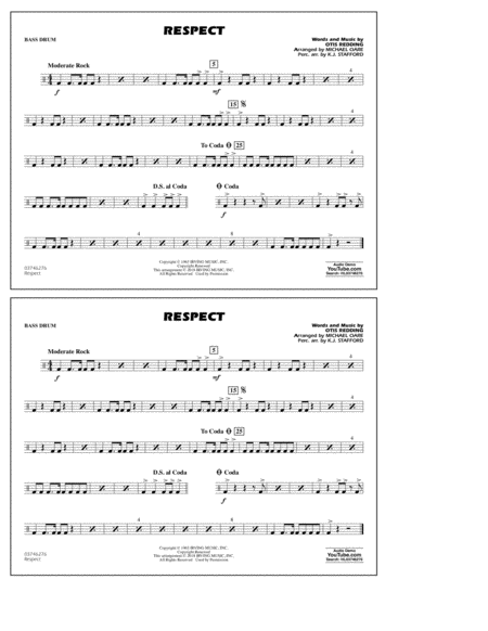 Respect Arr Michael Oare Bass Drum Sheet Music