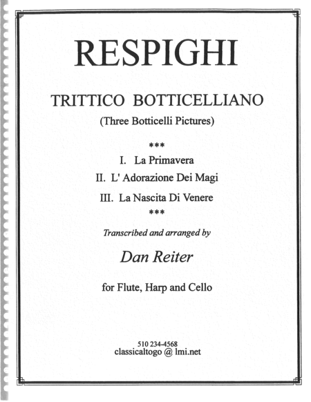 Free Sheet Music Respighi Ottorino Three Botticelli Pictures