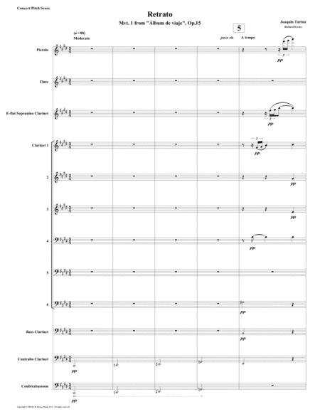 Free Sheet Music Retrato Mvt 1 From Lbum De Viaje Op 15 By Juaqun Turina Clarinet Choir Fl Picc Cbn