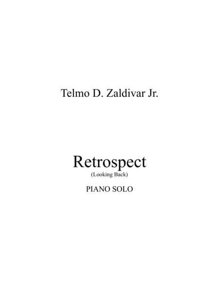 Retrospect Looking Back Sheet Music