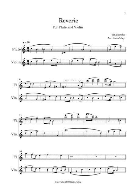 Free Sheet Music Reverie For Flute And Violin