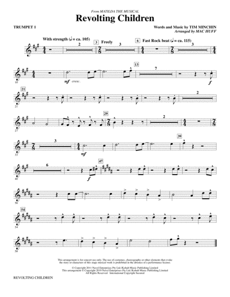 Revolting Children From Matilda The Musical Arr Mac Huff Trumpet 1 Sheet Music