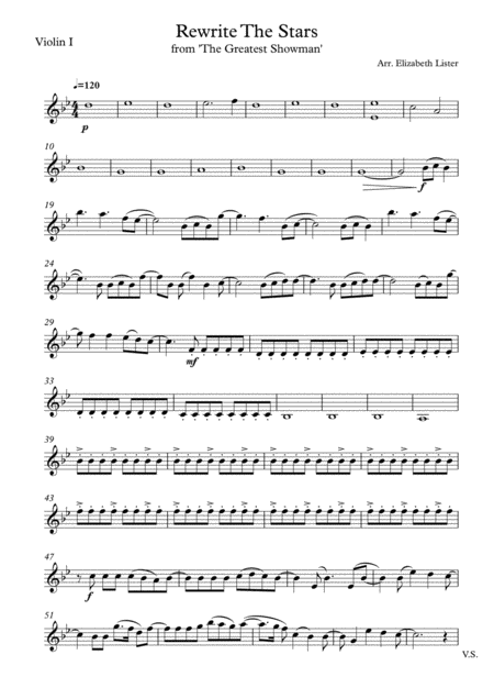 Free Sheet Music Rewrite The Stars String Quartet