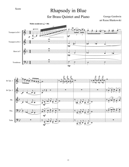 Free Sheet Music Rhapsody In Blue Brass Quintet And Piano