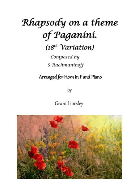 Rhapsody On A Theme Of Paganini 18th Variation Horn In F And Piano Sheet Music