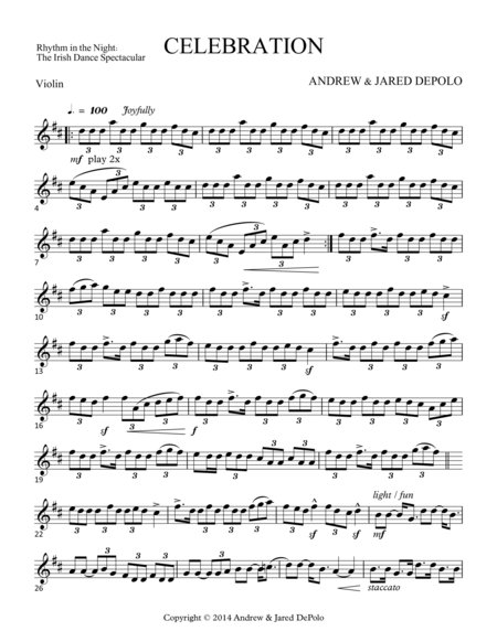 Rhythm In The Night Celebration Violin Sheet Music