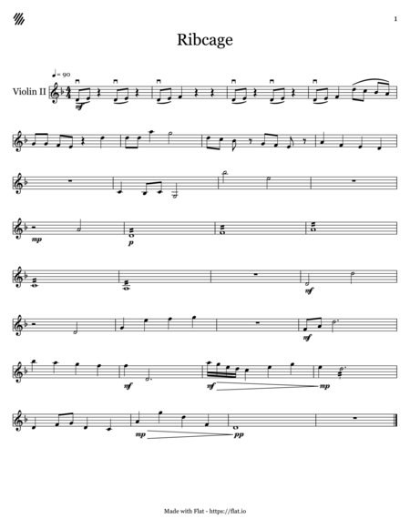 Free Sheet Music Ribcage Violin 2