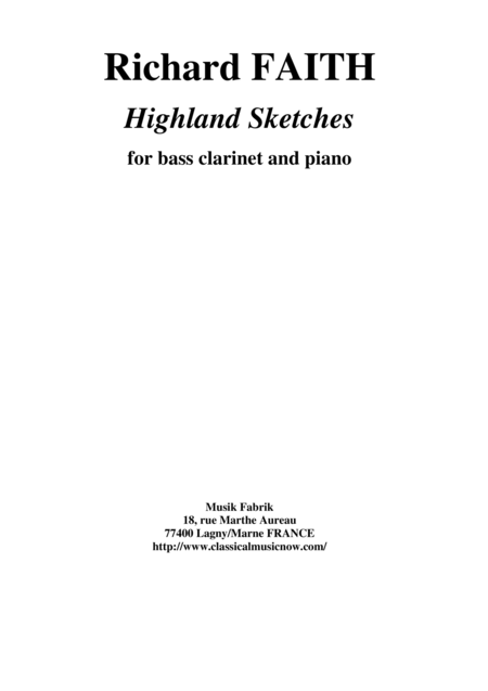 Richard Faith Highland Sketches For Bass Clarinet And Piano Sheet Music