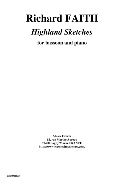 Richard Faith Highland Sketches For Bassoon And Piano Sheet Music