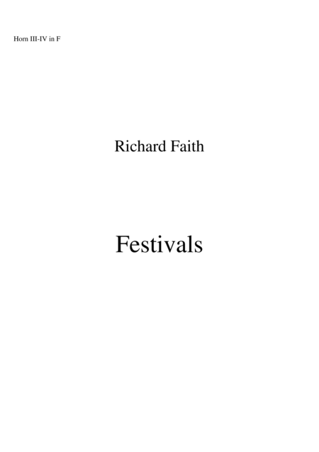 Richard Faith Lszl Veres Festivals For Concert Band Horn Iii And Iv Part Sheet Music