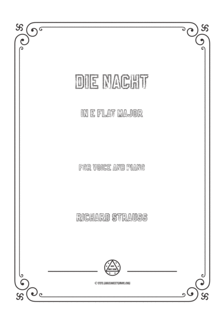Free Sheet Music Richard Strauss Die Nacht In E Flat Major For Voice And Piano