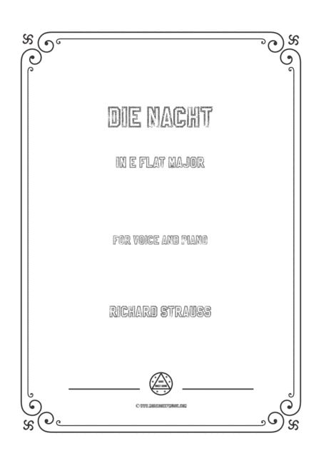 Richard Strauss Die Nacht In E Flat Major For Voice And Piano Sheet Music