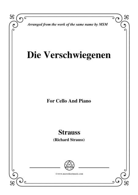 Free Sheet Music Richard Strauss Die Verschwiegenen For Cello And Piano