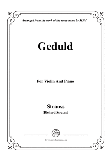 Free Sheet Music Richard Strauss Geduld For Violin And Piano