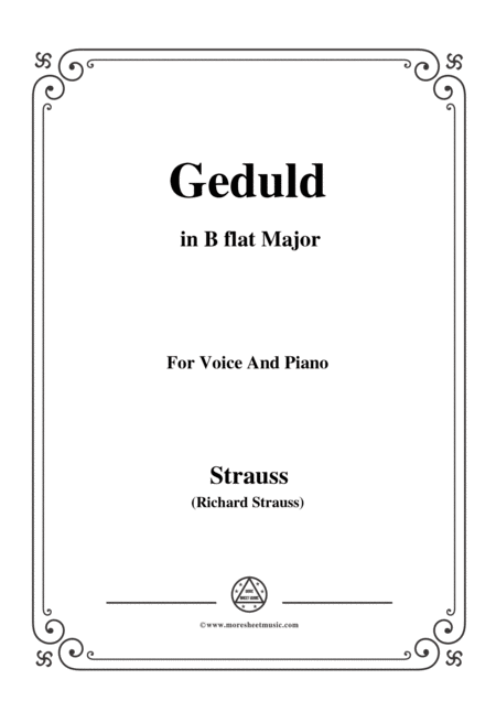 Free Sheet Music Richard Strauss Geduld In B Flat Major For Voice And Piano