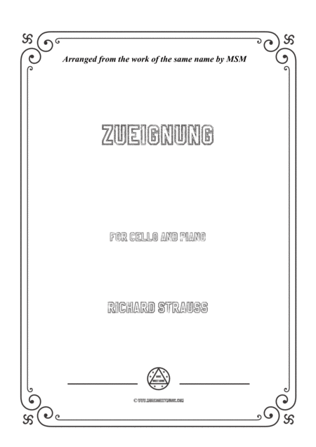 Richard Strauss Zueignung For Cello And Piano Sheet Music