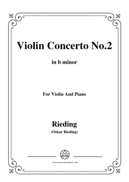 Rieding Violin Concerto No 2 In B Minor Op 35 For Violin Piano Sheet Music