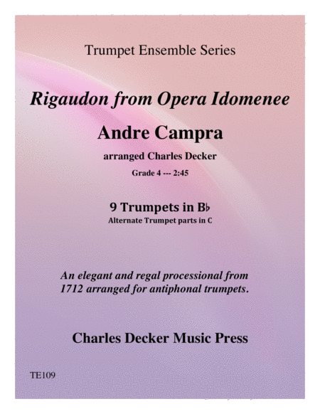 Rigaudon From Opera Idomenee For Trumpet Ensemble Sheet Music