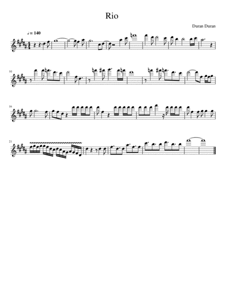 Free Sheet Music Rio Sax Solo