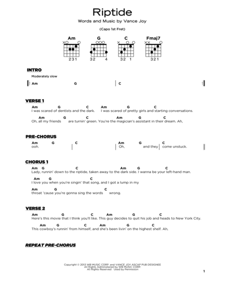 Free Sheet Music Riptide