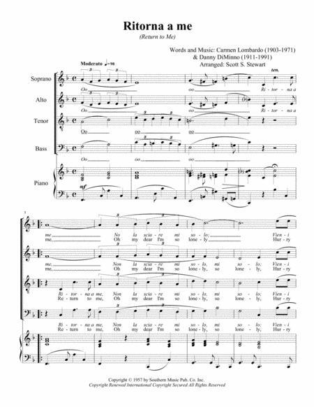 Ritorna A Me Return To Me Sheet Music