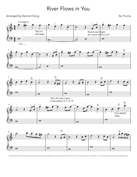 River Flows In You Beginner Version With Teaching Notes Sheet Music