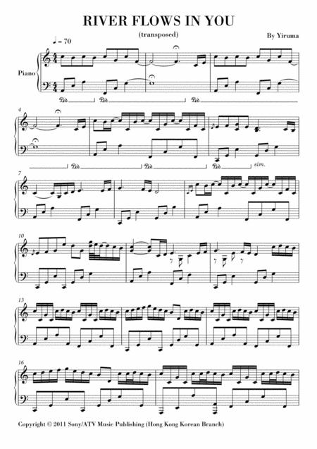 Free Sheet Music River Flows In You Original Transposed