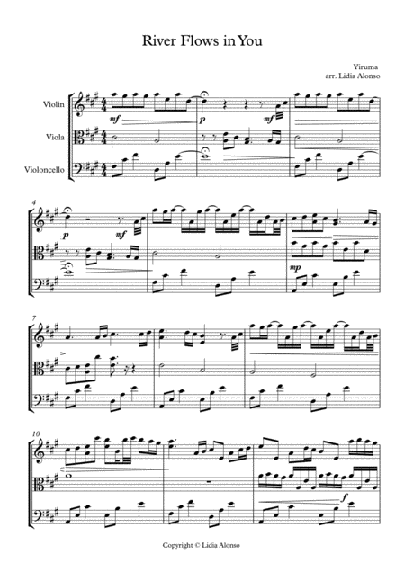 Free Sheet Music River Flows In You String Trio Viola