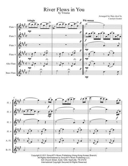 Free Sheet Music River Flows In You Yiruma For Flute Choir