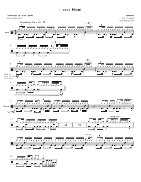 Free Sheet Music Riverside Loose Heart