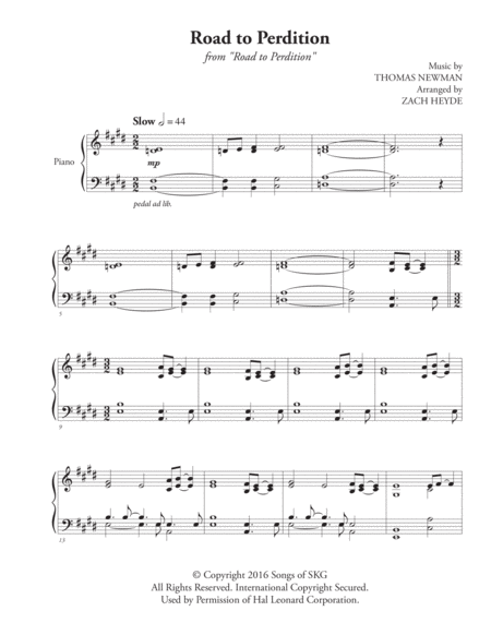 Road To Perdition Sheet Music