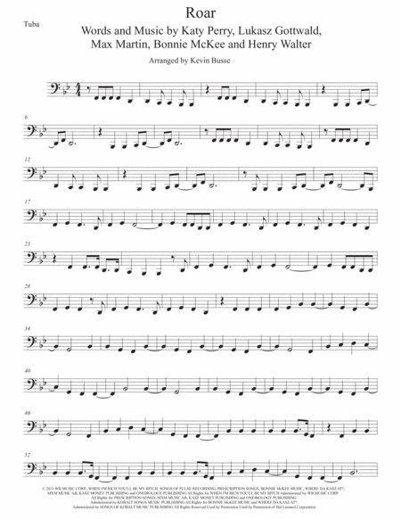 Roar Original Key Tuba Sheet Music