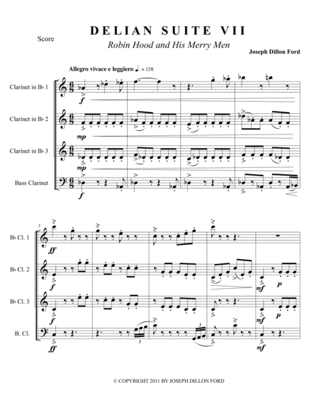 Robin Hood His Merry Men Scherzo For Clarinet Quartet Sheet Music