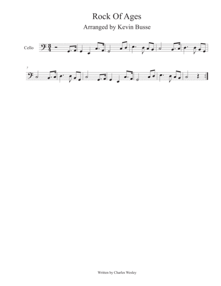 Rock Of Ages Easy Key Of C Cello Sheet Music