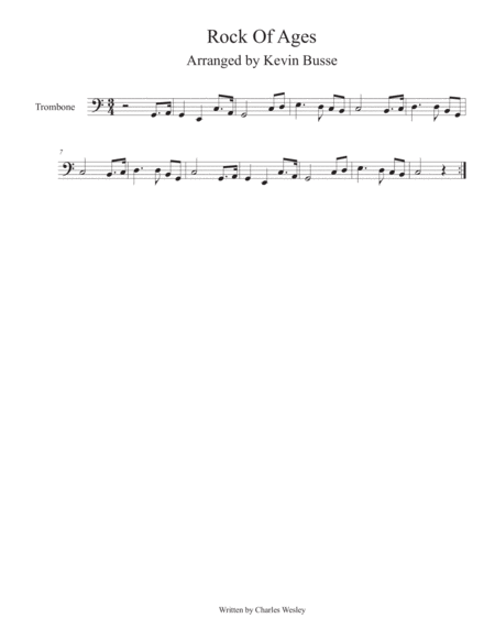 Rock Of Ages Easy Key Of C Trombone Sheet Music