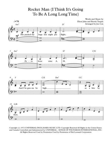 Free Sheet Music Rocket Man For Beginners